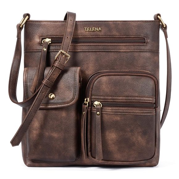 Crossbody Purses Medium Pu Leather Shoulder Bag With Multi Pocket c: - Picture 1 of 7